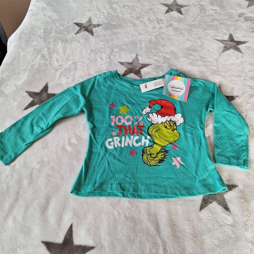 Dr. Seuss' The Grinch Christmas Toddler Unisex Long Sleeve T-Shirt Size‎ 2T/New